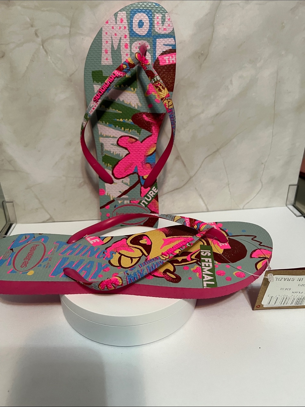 Havaianas Pink Multicolor Graphic Flip Flop Sandals